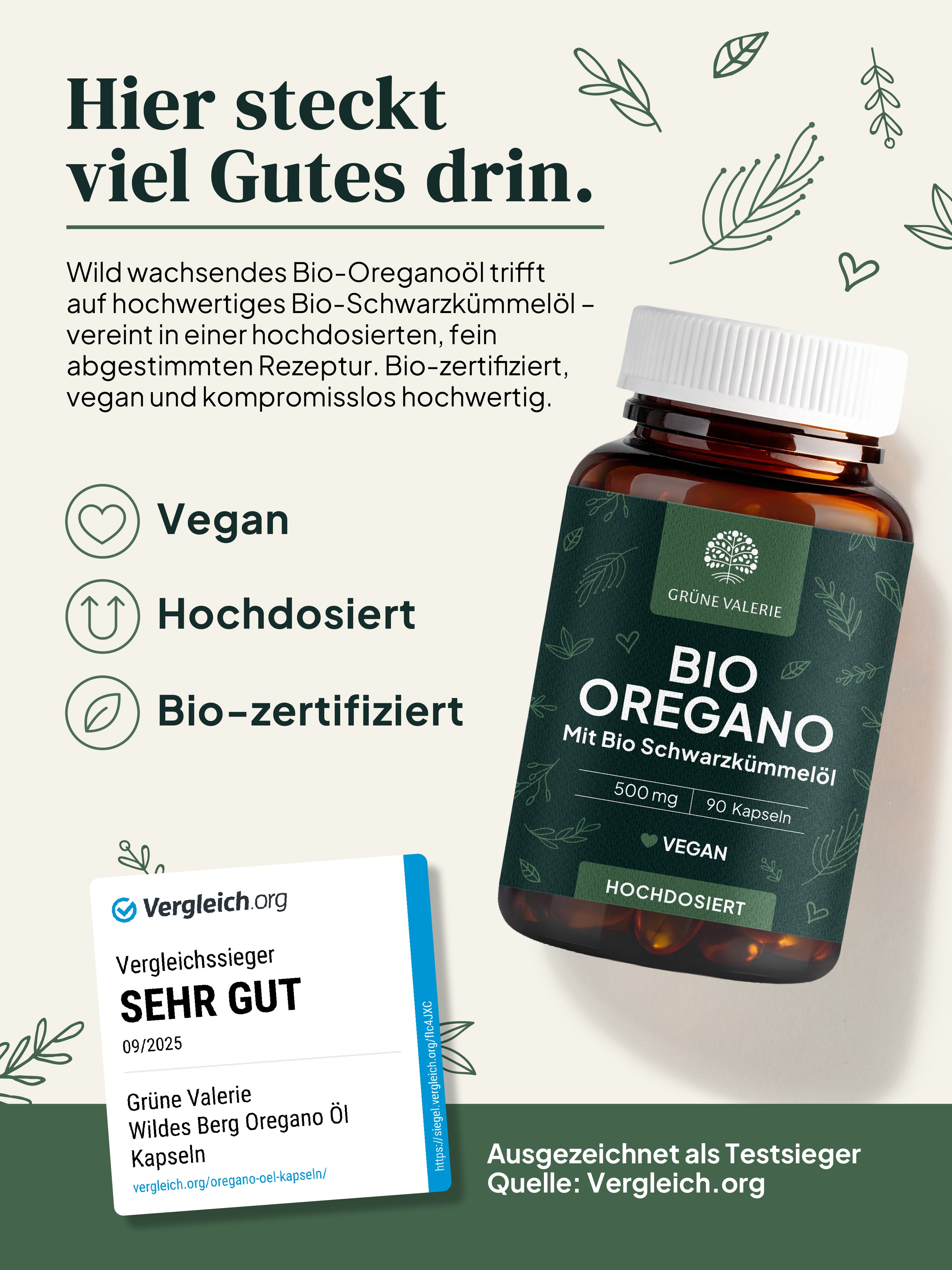 Bio Oregano Öl Kapseln (Vegan)