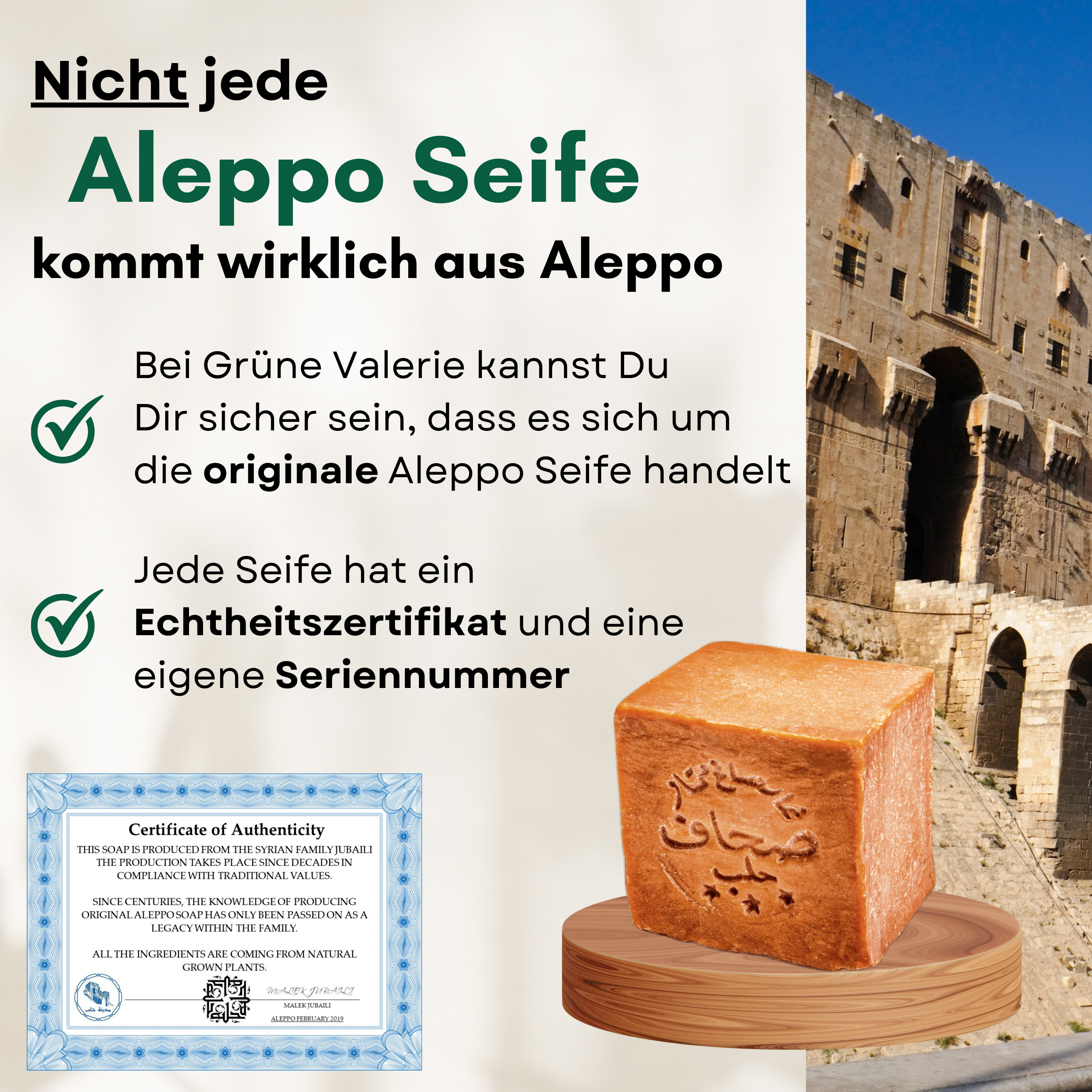 GRÜNE VALERIE® Original Aleppo Seife 70/30