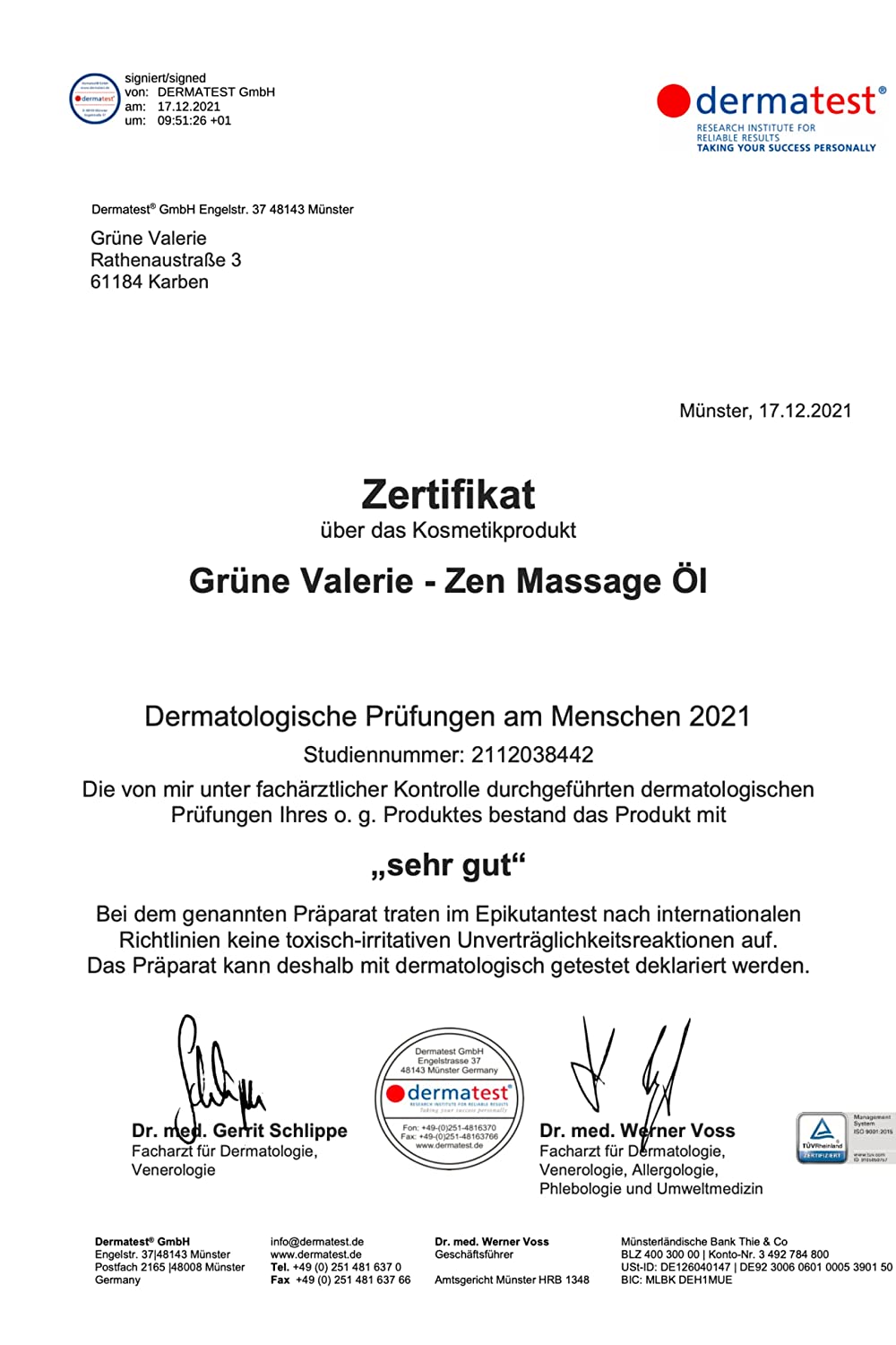 GRÜNE VALERIE® Massageöl Zen