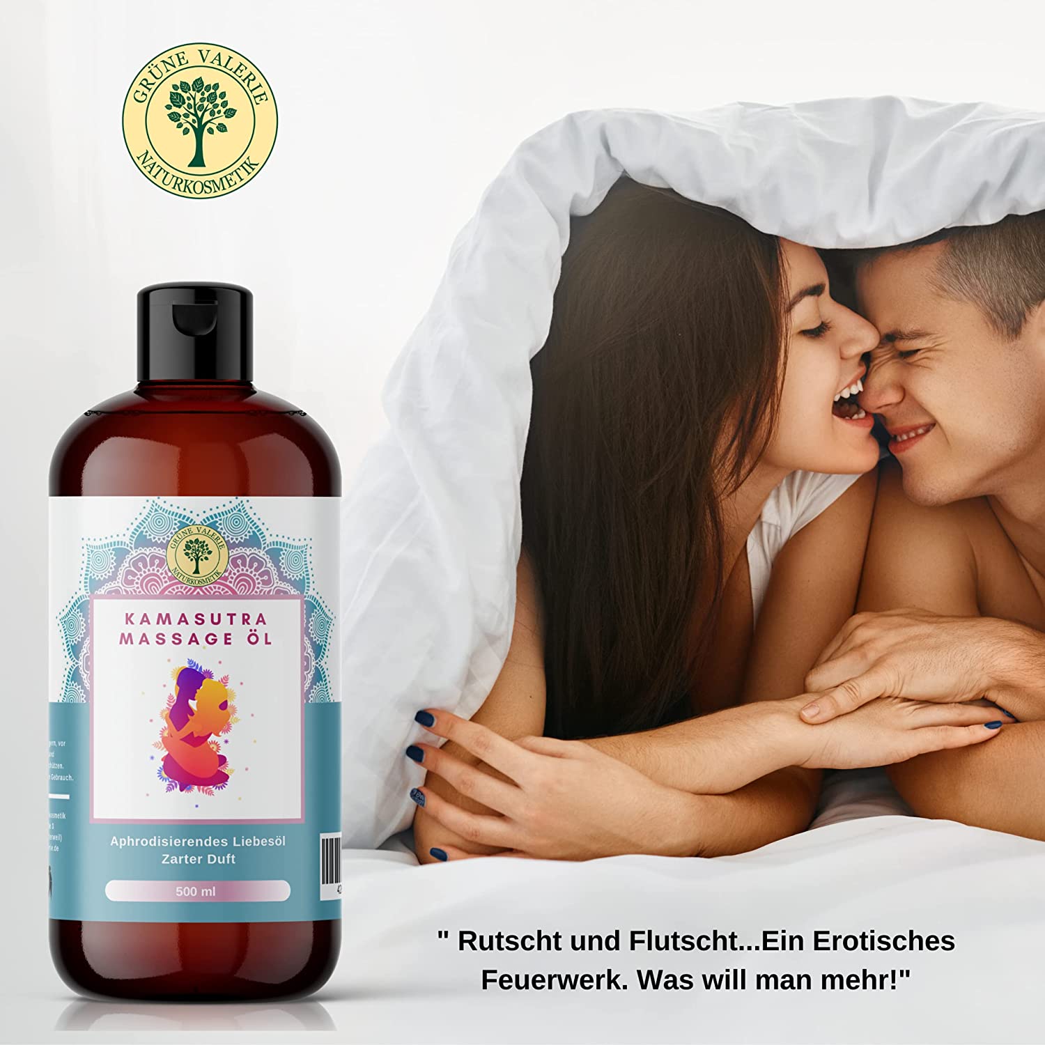 Kamasutra - Sex Öl - Erotisches Massageöl XXL 500 ML - mit zarter Mandel & Vanille